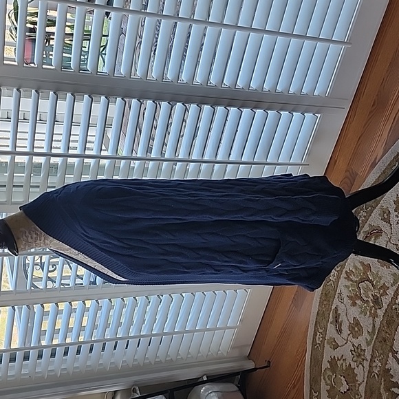 Tommy Hilfiger Womens Plus Metalic Blue Cotton Open Front Cardigan - Size 1X - Picture 3 of 7